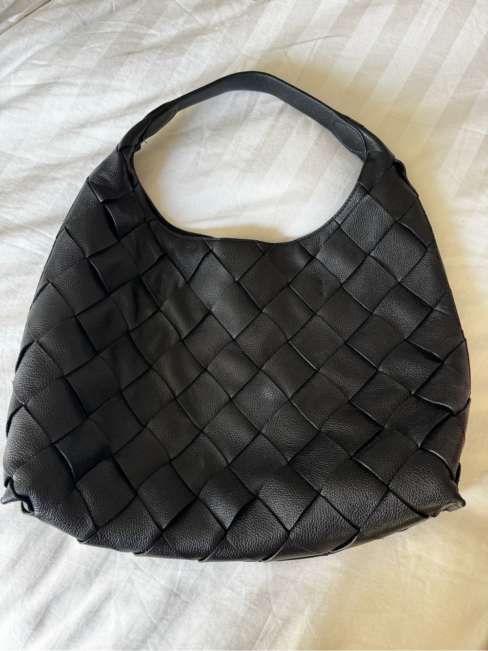 & other stories Woven Leather Hobo Bag - Black